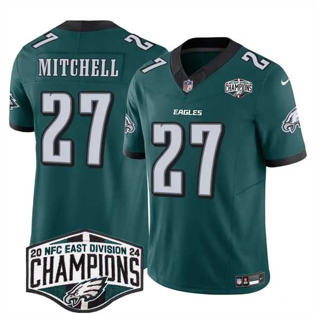 Mens Philadelphia Eagles #27 Quinyon Mitchell Green 2024 New NFC East Champions F.U.S.E. Vapor Untouchable Limited Stitched Jersey